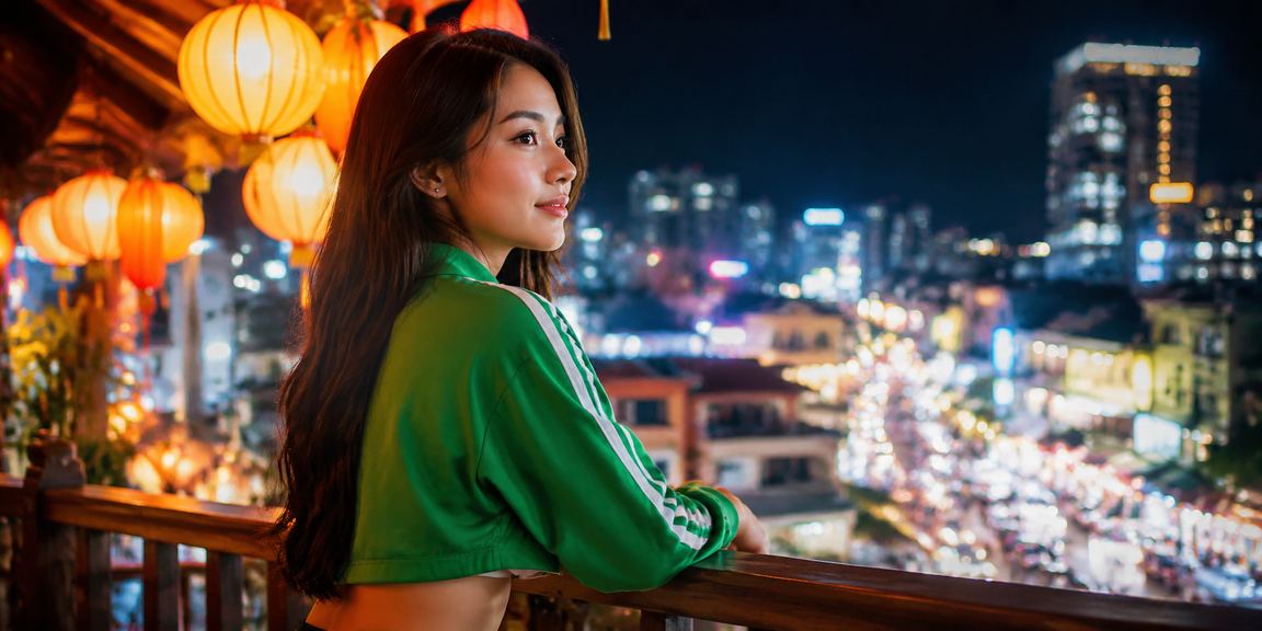 Khung cảnh phố cổ Hội An về đêm, người dùng truy cập casino trực tuyến trên điện thoại